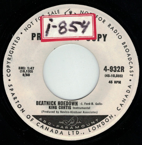 King Curtis - King Neptune's Guitar / Beatnick Hoedown (7", Single, Promo) (Very Good (VG)) - Image 2