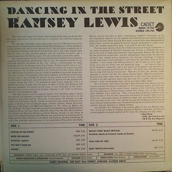 Ramsey Lewis - Dancing In The Street (LP, Album, Ter) (Very Good Plus (VG+)) - Image 3