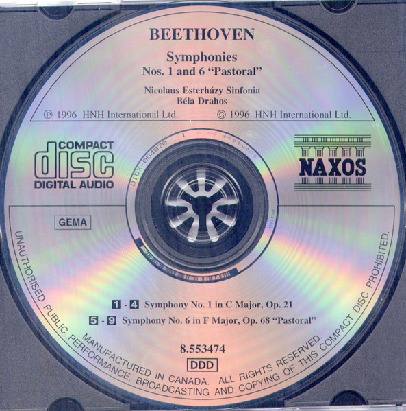 Beethoven* / Nicolaus Esterházy Sinfonia / Béla Drahos* - Symphonies Nos. 1 And 6 "Pastoral" (CD, Album) (Near Mint (NM or M-)) - Image 3
