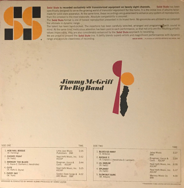 Jimmy McGriff - The Big Band (LP, Album, Mono) (Very Good Plus (VG+)) - Image 3