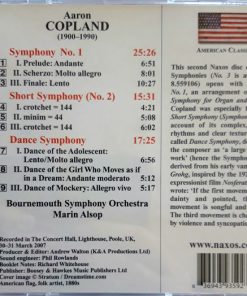 Alternative view of Aaron Copland, Marin Alsop, Bournemouth Symphony Orchestra - Dance Symphony - Symphony No. 1 - Short Symphony (CD) (Mint (M))