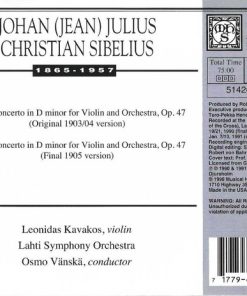 Alternative view of Jean Sibelius – Λεωνίδας Καβάκος, Lahti Symphony Orchestra, Osmo Vänskä - Violin Concerto In D Minor, Op. 47 (CD) (Near Mint (NM or M-))