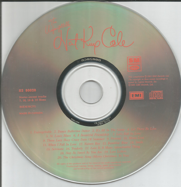 Nat King Cole - The Unforgettable Nat King Cole (CD, Comp, Mono, RE, RM) (Mint (M)) - Image 3