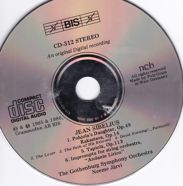 Jean Sibelius, Göteborgs Symfoniker - Neeme Järvi - Pohjola's Daughter - Tapiola (Rakastava - Impromptu For Strings) (CD, Album) (Near Mint (NM or M-)) - Image 2