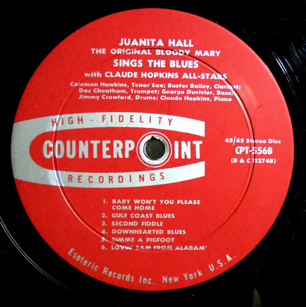 Juanita Hall With Claude Hopkins All Stars, Coleman Hawkins, Buster Bailey, Doc Cheatham, George Duvivier, Jimmy Crawford - The Original Bloody Mary Sings The Blues (LP, Album) (Very Good Plus (VG+)) - Image 3