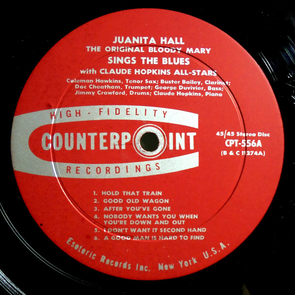 Juanita Hall With Claude Hopkins All Stars, Coleman Hawkins, Buster Bailey, Doc Cheatham, George Duvivier, Jimmy Crawford - The Original Bloody Mary Sings The Blues (LP, Album) (Very Good Plus (VG+)) - Image 4