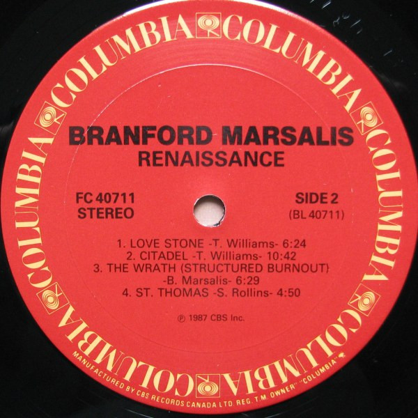 Branford Marsalis - Renaissance (LP, Album) (Very Good Plus (VG+)) - Image 4