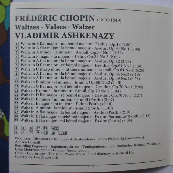 Frédéric Chopin, Vladimir Ashkenazy - Waltzes (CD, Comp, PDO) (Near Mint (NM or M-)) - Image 4