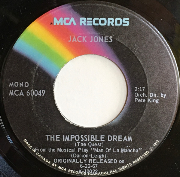 Jack Jones - The Impossible Dream (The Quest) / Strangers In The Night (7", Single, RE) (Near Mint (NM or M-))