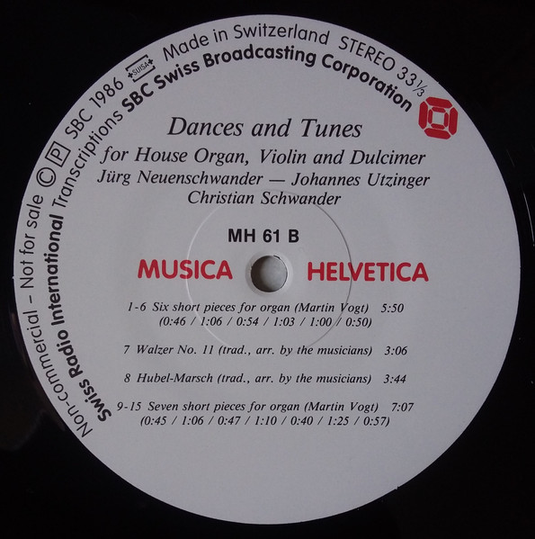 Jürg Neuenschwander, Johannes Utzinger, Christian Schwander - Dances And Tunes (LP, Transcription, Gat) (Near Mint (NM or M-)) - Image 5