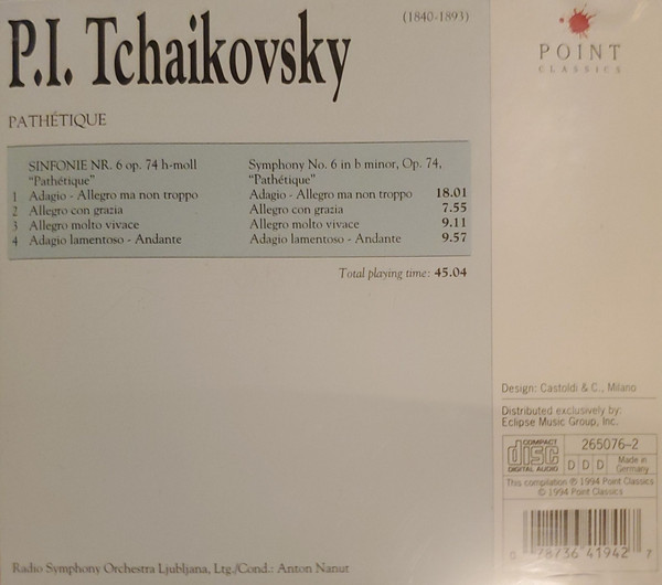 Pyotr Ilyich Tchaikovsky, Radio Symphony Orchestra Ljublanov*, Anton Nanut - Pathetique (CD, Album) (Mint (M)) - Image 3