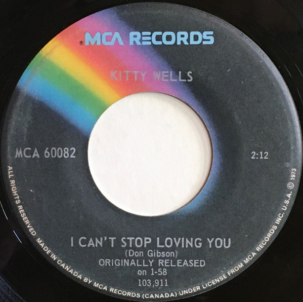 Kitty Wells - It Wasn't God Who Made Honky Tonk Angels / I Can't Stop Loving You (7", Single, RE) (Very Good Plus (VG+)) - Image 2