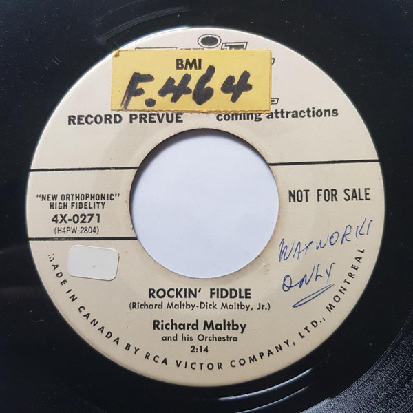 Richard Maltby And His Orchestra - Rockin' Fiddle / The Check Apron Ball (7", Promo) (Very Good (VG))