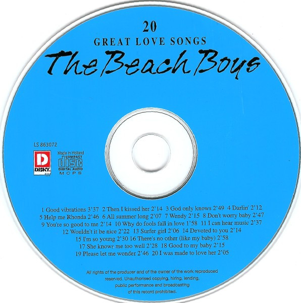 The Beach Boys - 20 Great Love Songs (CD, Comp) (Mint (M)) - Image 3