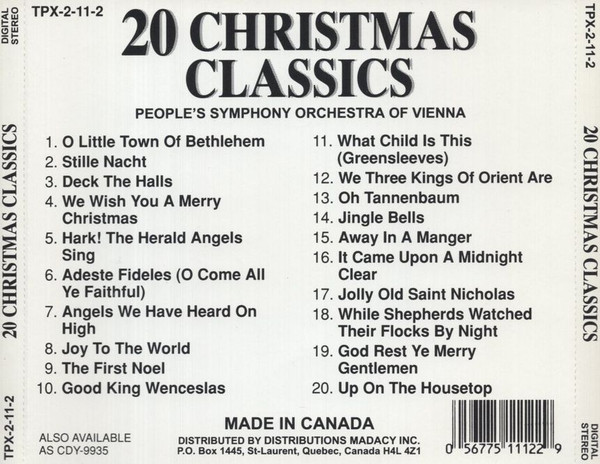Wiener Volksopernorchester - 20 Christmas Classics Vol. 2 (CD, Album, RE) (Near Mint (NM or M-)) - Image 2