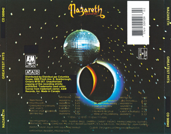 Nazareth (2) - Greatest Hits (CD, Comp, Club) (Near Mint (NM or M-)) - Image 2