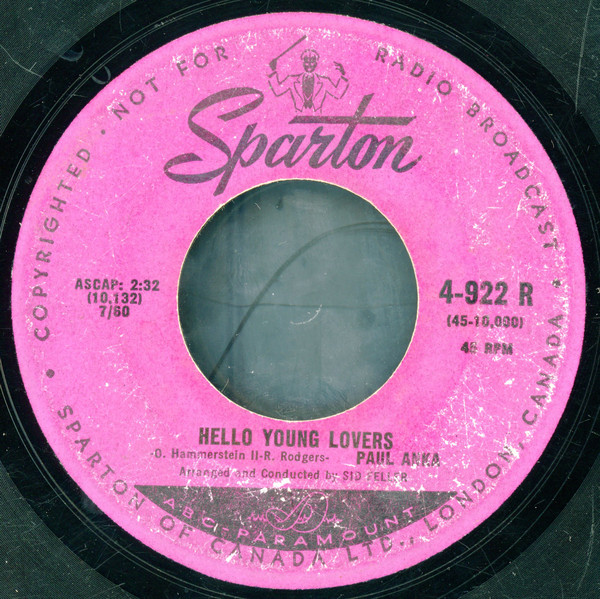 Paul Anka - Hello Young Lovers (7") (Very Good (VG))