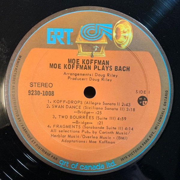 Moe Koffman - Moe Koffman Plays Bach (LP, Album, RP) (Near Mint (NM or M-)) - Image 3
