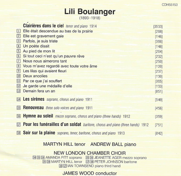 Lili Boulanger - Clairières Dans Le Ciel, Les Sirènes & Autres Mélodies (CD, RE) (Near Mint (NM or M-)) - Image 2