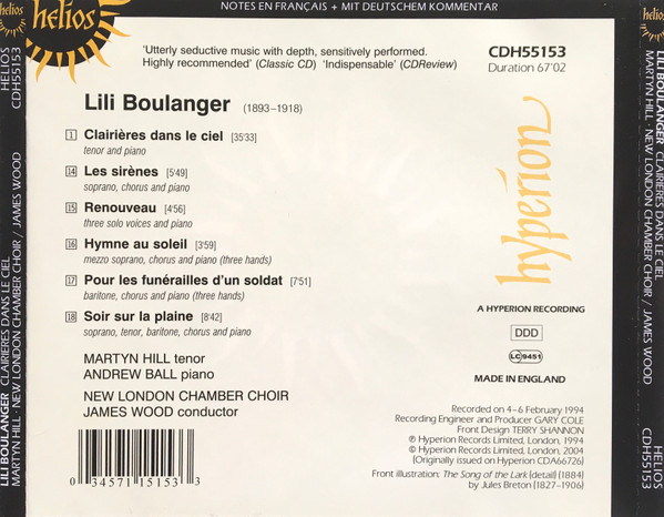 Lili Boulanger - Clairières Dans Le Ciel, Les Sirènes & Autres Mélodies (CD, RE) (Near Mint (NM or M-)) - Image 3