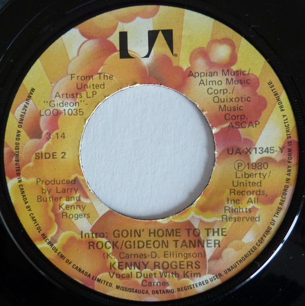 Kenny Rogers With Kim Carnes - Don't Fall In Love With A Dreamer // Intro: Goin' Home To The Rock / Gideon Tanner (7", Single) (Near Mint (NM or M-)) - Image 4