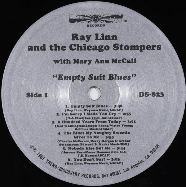 Ray Linn And The Chicago Stompers With Mary Ann McCall - Empty Suit Blues (LP) (Very Good Plus (VG+)) - Image 3