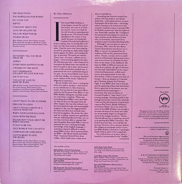 Billie Holiday - Stormy Blues (2xLP, Comp, Pit) (Very Good Plus (VG+)) - Image 4