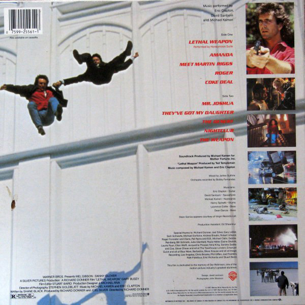 Michael Kamen, David Sanborn, Eric Clapton And Honeymoon Suite - Lethal Weapon: Original Motion Picture Soundtrack (LP, Album) (Mint (M)) - Image 2