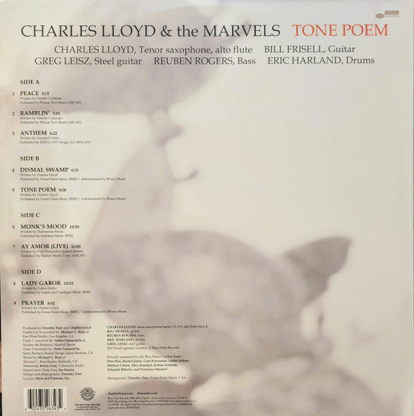 Charles Lloyd & The Marvels - Tone Poem (2xLP, Album, 180) (Mint (M)) - Image 4