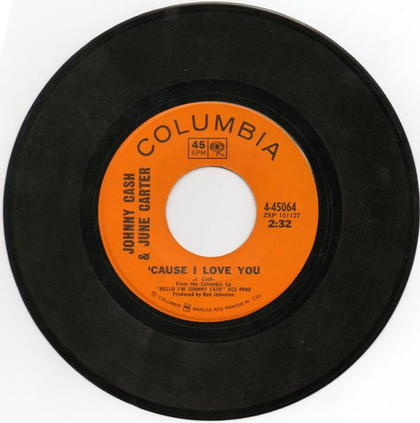 Johnny Cash & June Carter - If I Were A Carpenter / 'Cause I Love You (7", Single) (Very Good Plus (VG+)) - Image 2