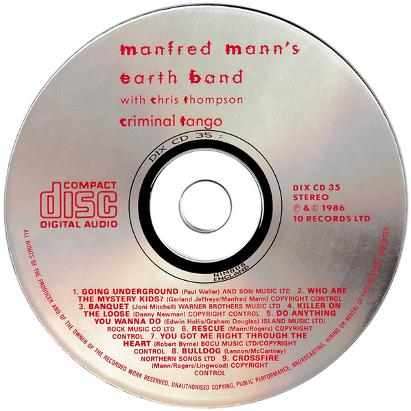 Manfred Mann's Earth Band With Chris Thompson - Criminal Tango (CD, Album) (Near Mint (NM or M-)) - Image 4