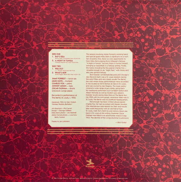 Jimmy Forrest / Miles Davis - Live At The Barrel (LP, Album, Mono) (Near Mint (NM or M-)) - Image 2