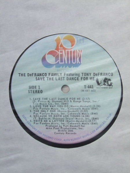 The DeFranco Family Featuring Tony DeFranco - Save The Last Dance For Me (LP, Album, San) (Mint (M)) - Image 5