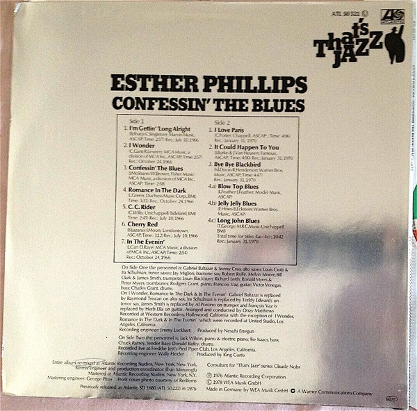 Esther Phillips - Confessin' The Blues (LP, Album, Gat) (Near Mint (NM or M-)) - Image 2