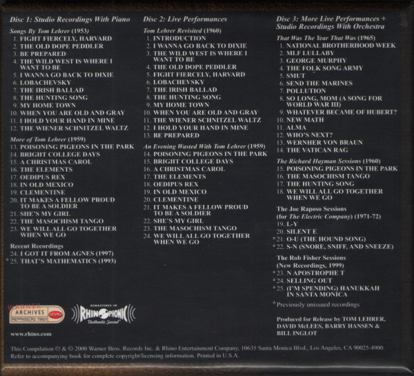 Tom Lehrer - The Remains Of Tom Lehrer (3xCD, Comp, RM + Box) (Near Mint (NM or M-)) - Image 2