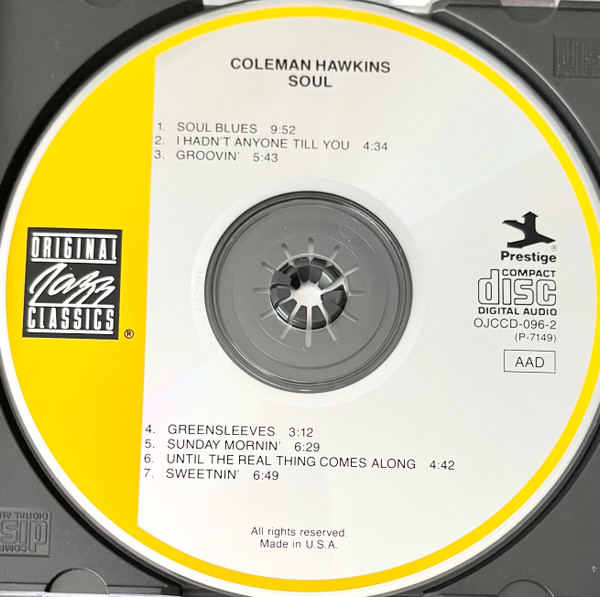 Coleman Hawkins - Soul (CD, Album, RE, RM) (Near Mint (NM or M-)) - Image 3