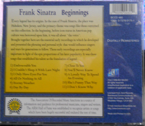 Frank Sinatra - Beginnings (CD, Comp, RM) (Mint (M)) - Image 2
