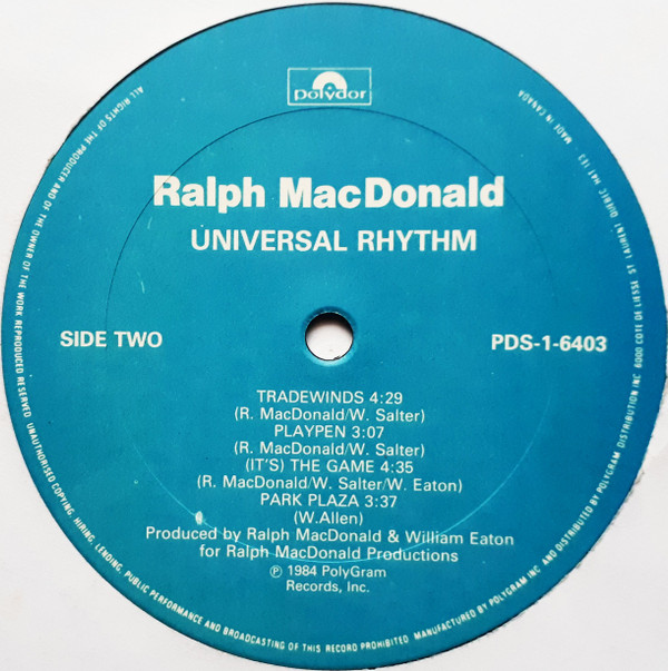 Ralph MacDonald - Universal Rhythm (LP, Album) (Near Mint (NM or M-)) - Image 4