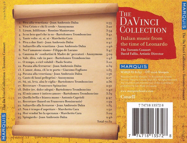 Toronto Consort - The Da Vinci Collection (CD) (Near Mint (NM or M-)) - Image 2