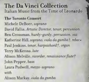 Toronto Consort - The Da Vinci Collection (CD) (Near Mint (NM or M-)) - Image 3