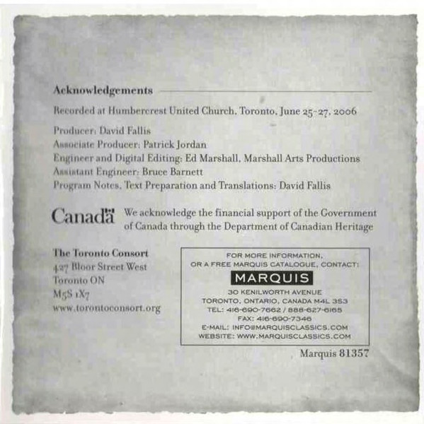 Toronto Consort - The Da Vinci Collection (CD) (Near Mint (NM or M-)) - Image 4
