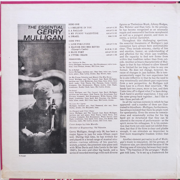 Gerry Mulligan - The Essential Gerry Mulligan (LP, Comp) (Near Mint (NM or M-)) - Image 3