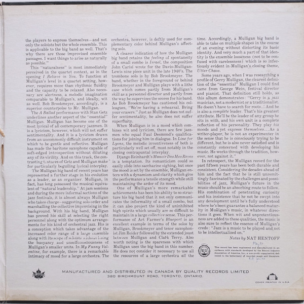 Gerry Mulligan - The Essential Gerry Mulligan (LP, Comp) (Near Mint (NM or M-)) - Image 4