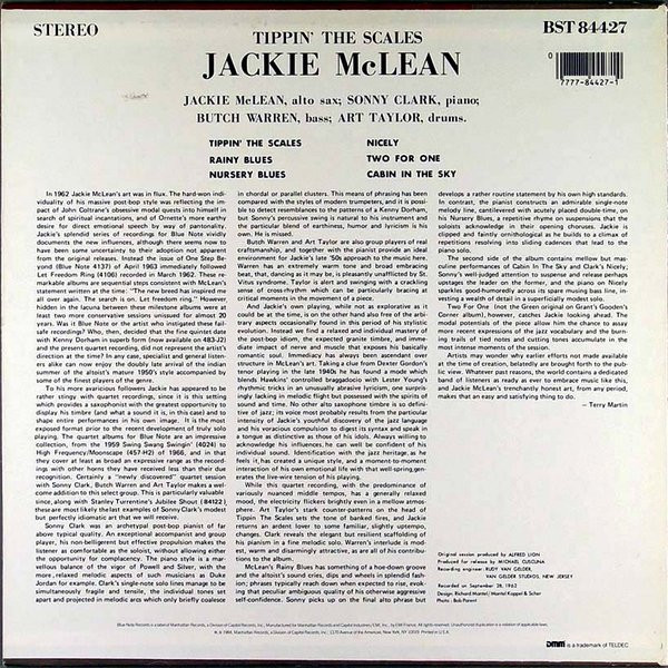 Jackie McLean - Tippin' The Scales (LP, Album, RE, DMM) (Near Mint (NM or M-)) - Image 2