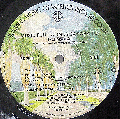 Taj Mahal - Music Fuh Ya' (Musica Para Tu) (LP, Album, Win) (Very Good Plus (VG+)) - Image 3