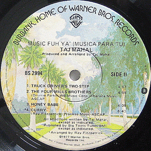 Taj Mahal - Music Fuh Ya' (Musica Para Tu) (LP, Album, Win) (Very Good Plus (VG+)) - Image 4