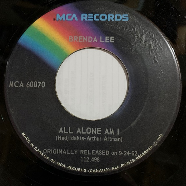 Brenda Lee - I'm Sorry / All Alone Am I (7", Single, RE) (Very Good Plus (VG+)) - Image 2