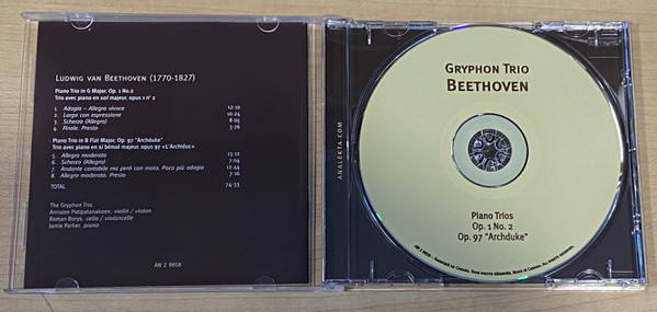 Gryphon Trio*, Beethoven* - Piano Trios Op. 1 No. 2, Op. 97 “Archduke” (CD) (Mint (M)) - Image 3