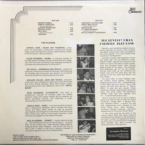 The Beverly Hills Unlisted Jazz Band, Conrad Janis - Beverly Hills Unlisted Jazz Band Featuring Conrad Janis (LP) (Mint (M)) - Image 2