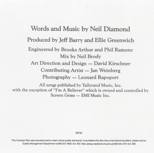Neil Diamond - Classics The Early Years (CD, Comp, RP) (Mint (M)) - Image 5